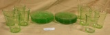 20 PCS. ASSORTED GREEN VASELINE GLASS