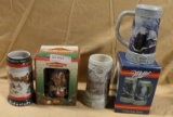 4 COLLECTIBLE BEER STEINS