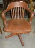 JASPER SEATING CO. WOODEN OFFICE CHAIR ON WHEELS - WILL NOT SHIP
