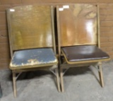 2 - PADDED WOODEN FOLDING THEATRE SEATS - WILL NOT SHIP - 2 TIMES MONEY