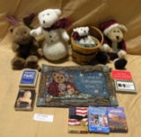ASSORTED STUFFED ANIMALS, PLAYING CARDS