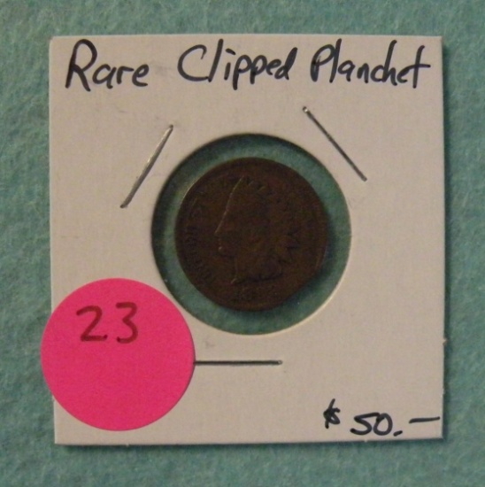 RARE CLIPPED PLANCHET 1898 INDIAN HEAD PENNY