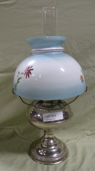 HURRICANE STYLE OIL LAMP W/SHADE, CHIMNEY