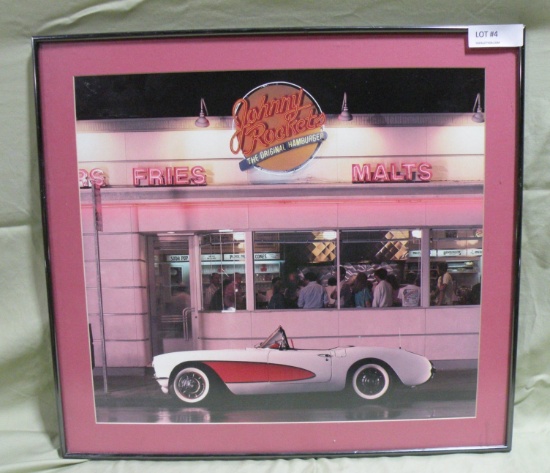 JOHNNY ROCKETS FRAMED DINER PICTURE - EXPENSIVE TO SHIP