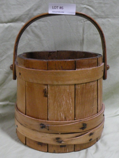 PRIMITIVE WOODEN SUGAR FIRKIN BUCKET - NO LID