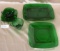 37 PCS. GREEN GLASS SERVING DISHES