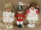 3 HARD RUBBER COLLECTOR DOLLS W/STANDS