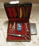 ANTIQUE RAZOR CASE W/RAZORS, CONTENTS