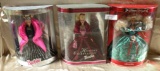 3 HOLIDAY EDITION BARBIE DOLLS W/CASES - 3 TIMES MONEY