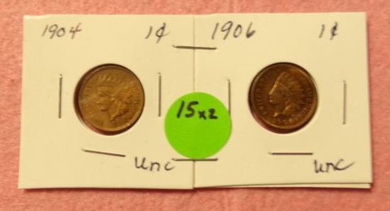 1904, 1906 INDIAN HEAD PENNIES - 2 TIMES MONEY