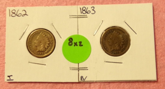 1862, 1863 INDIAN HEAD PENNIES - 2 TIMES MONEY