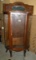 ANTIQUE CURVED GLASS CURIO CABINET - WILL NOT SHIP