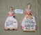 2 PINK ENESCO CERAMIC PRAYER LADY FIGURINES - 2 TIMES MONEY
