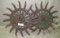 PAIR PRIMITIVE METAL ROTARY HOE COULTER WHEELS