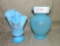 2 BLUE GLASS VASES - ONE FENTON