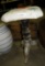 UPHOLSTERED STOOL WITH CLAW FOOT CAST IRON BASE - WILL NOT SHIP