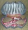 VTG. VANITY DRESSER SET W/HEART SHAPED BOX