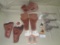 3 TOY CAP GUN PISTOLS, 4 LEATHER HOLSTER SETS