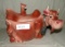 ANTIQUE BRUSH POTTERY COW COOKIE JAR