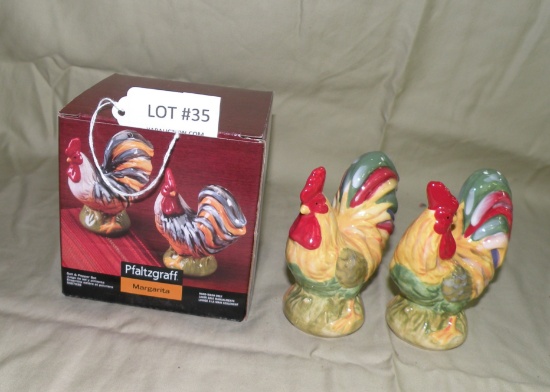 PFALTZGRAFF ROOSTER SALT/PEPPER SET W/BOX