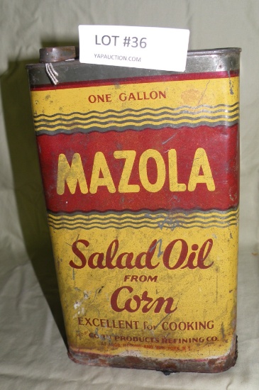MAZOLA ONE GALLON SALAD OIL TIN CAN - FEELS FULL