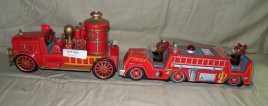 2 MODERN TOYS TIN BATTERY OPERATED FIRETRUCKS - 2 TIMES MONEY