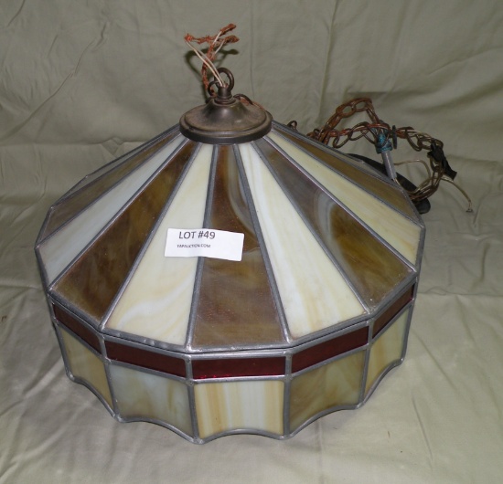 VTG. STAINED GLASS HANGING LIGHT - WILL NOT SHIP
