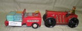 2 VTG. TIN TOYS - TRACTOR IS MARX TOYS WINDUP