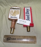 2 BEER KEG TAPS, DEMARS DISTRIBUTING SIX INCH RULER