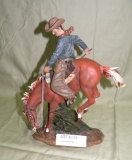 RESIN COWBOY, BUCKING HORSE STATUE