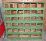 PRIMITIVE WOODEN PARTS BIN ORGANIZER - WILL NOT SHIP