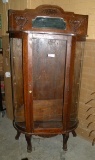 ANTIQUE CURVED GLASS CURIO CABINET - WILL NOT SHIP