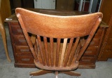 ANTIQUE TYPEWRITER DESK W/ROLLING OAK OFFICE CHAIR - WILL NOT SHIP