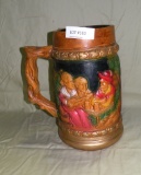 LARGE VINTAGE DECORATED CERAMIC MUG