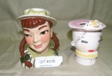 2 CERAMIC HEAD VASES - 2 TIMES MONEY