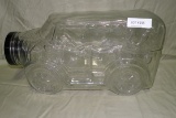 LARGE GLASS CAR SHAPED CANISTER