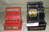 2 VINTAGE TIN TOY REGISTER BANKS - 2 TIMES MONEY
