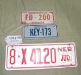 3 ASSORTED TIN LICENSE PLATES