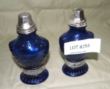 COBALT BLUE GLASS SALT/PEPPER SET
