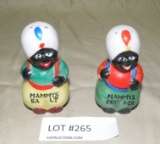 CERAMIC BLACK AMERICANA MAMMY SALT/PEPPER SET - JAPAN