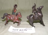 2 VINTAGE METAL HORSE/RIDER TOYS