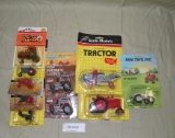10 ASSORTED ERTL, SCALE MODEL, MINI TOYS DIECAST FARM TOYS W/PACKAGES