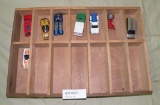 WOODEN DISPLAY SHELF W/8 REDLINE HOT WHEELS