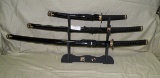 DECORATIVE SWORD DISPLAY SET - 3 SWORDS W/SHEATHS, STAND