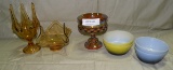 7 ASSORTED PIECES GLASSWARE, KITCHENWARE