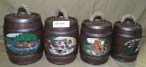 SET OF 4 DECORATED CERAMIC CANISTER SET
