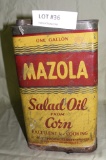 MAZOLA ONE GALLON SALAD OIL TIN CAN - FEELS FULL