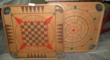 2 WOODEN DOUBLE-SIDED CAROM GAME BOARDS - WILL NOT SHIP
