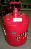 PRIMITIVE METAL GAS CAN - HUSKERS DECORATED - WILL NOT SHIP