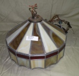 VTG. STAINED GLASS HANGING LIGHT - WILL NOT SHIP